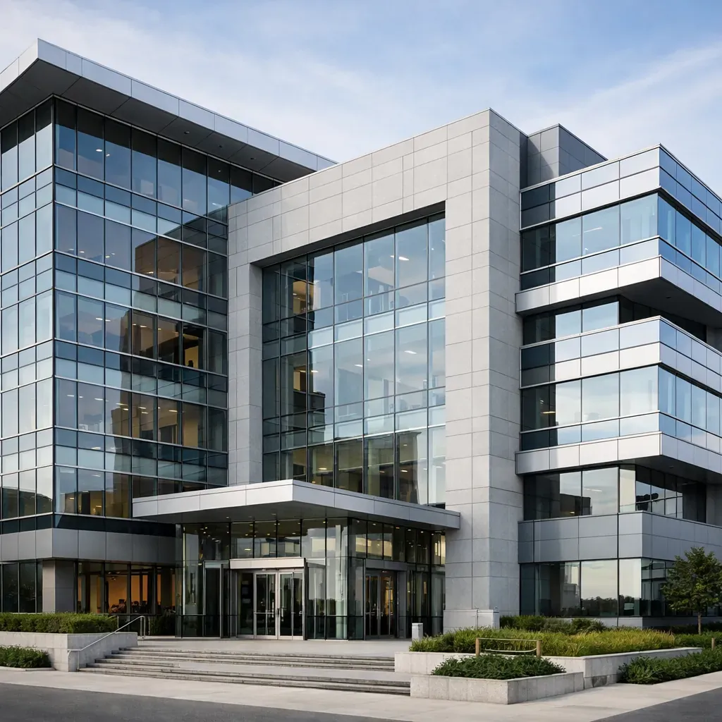 Façade de bâtiment corporatif moderne