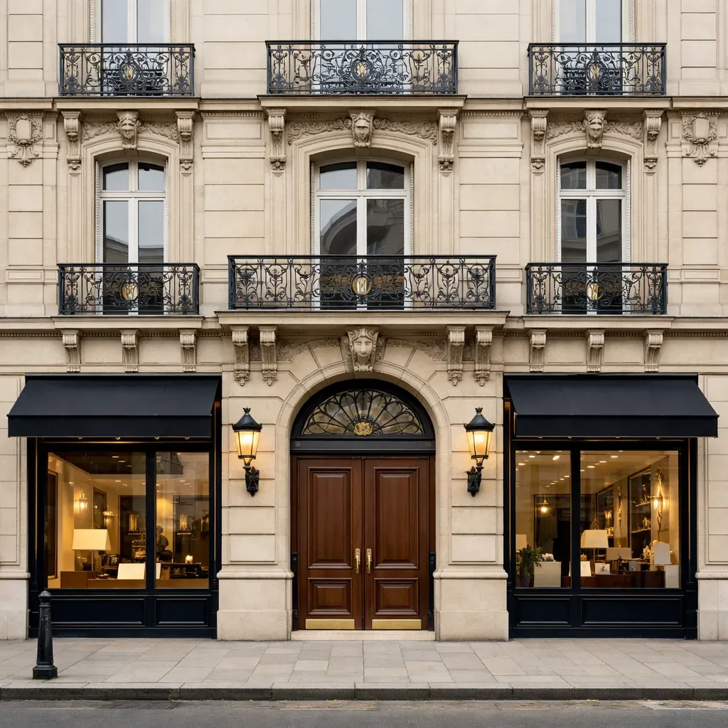 Façade de bâtiment commercial classique