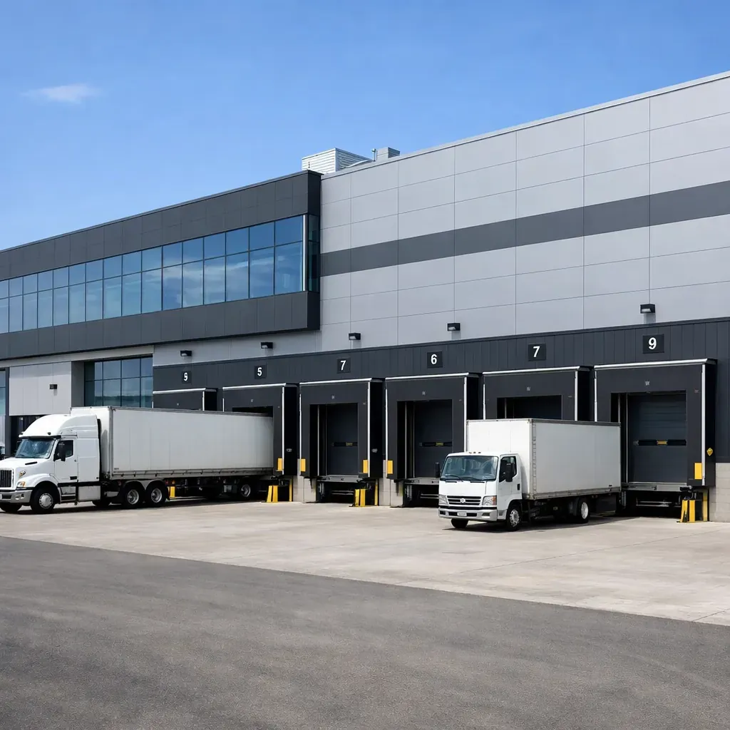 Entrepôt logistique moderne avec quais de chargement