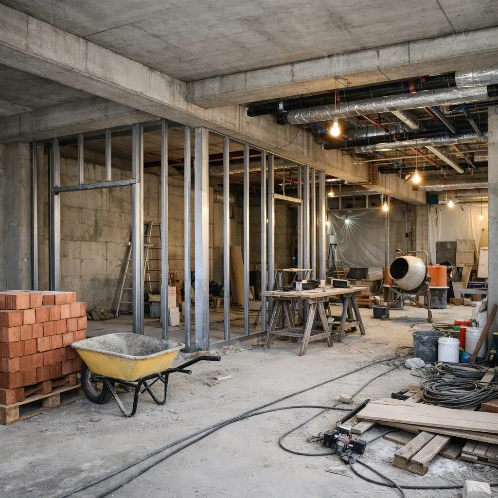 Espace brut en cours de travaux