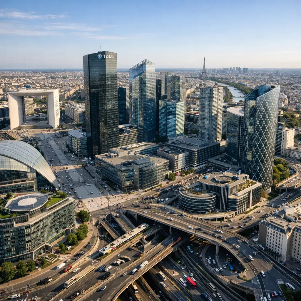 Vue aérienne d'un quartier d'affaires urbain