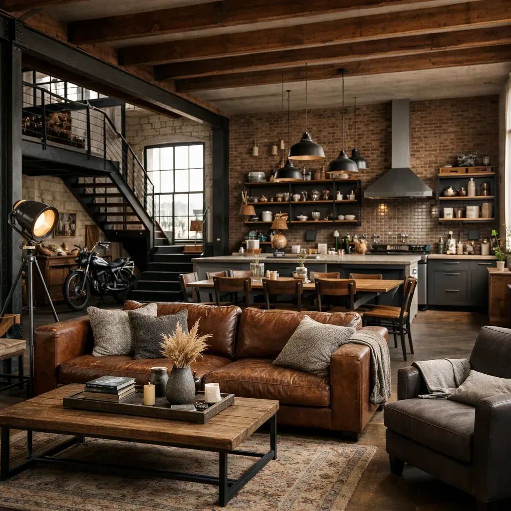 Intérieur d'un loft industriel réhabilité