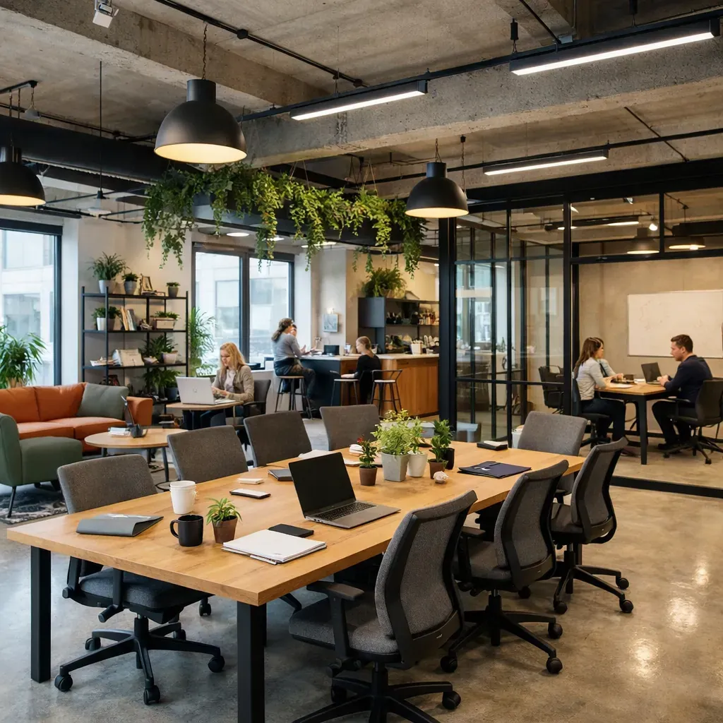 Dark office showing a collaborative professional meeting