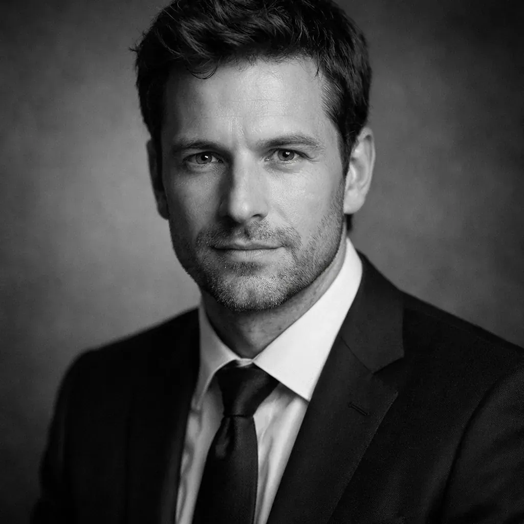Portrait professionnel en noir et blanc