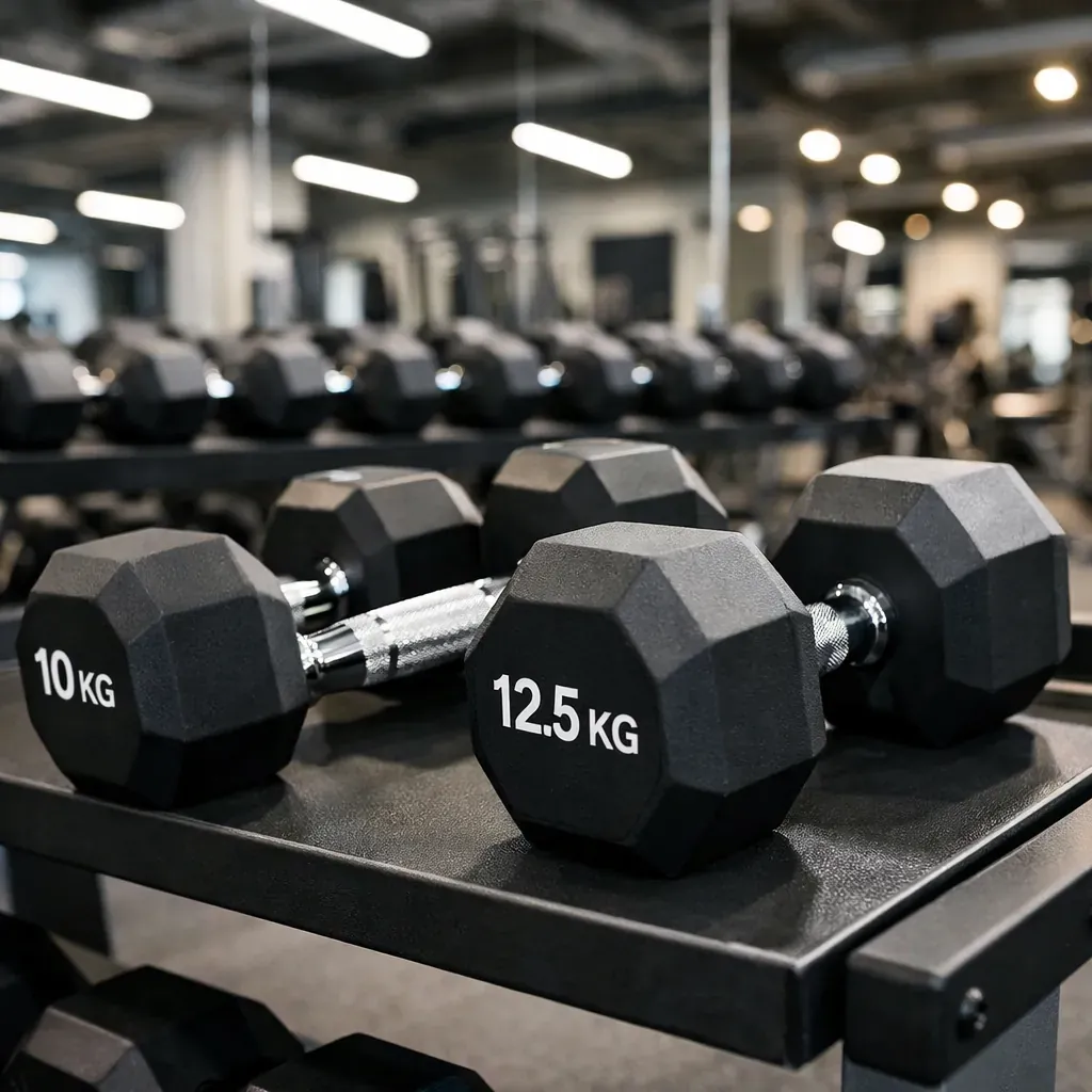 Haltères dans une salle de fitness moderne