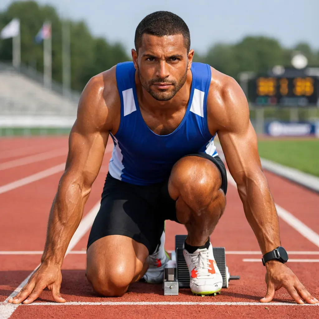 Athlète sur piste d'athlétisme