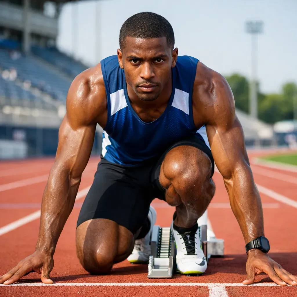 Athlète sur piste d'athlétisme