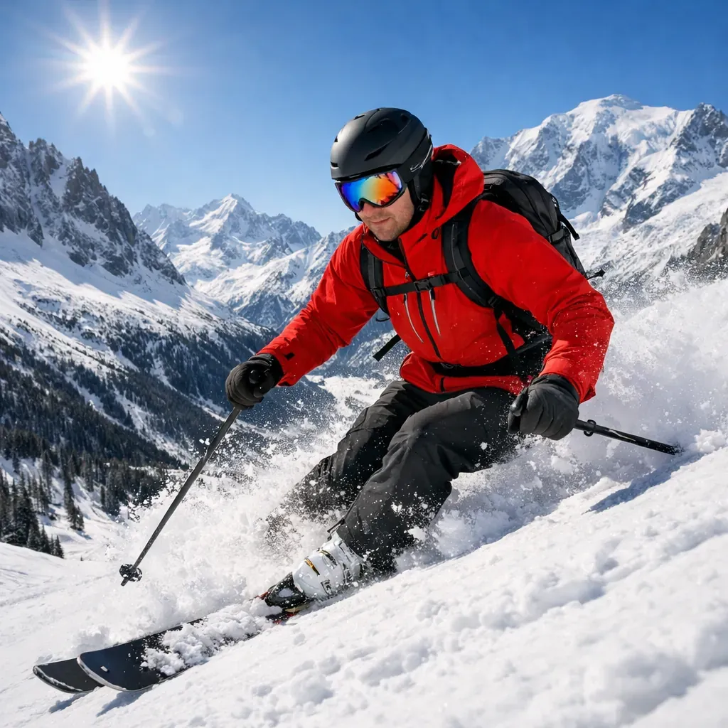 Personne faisant du ski en montagne