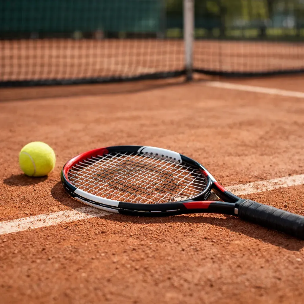 Raquette de tennis sur le court