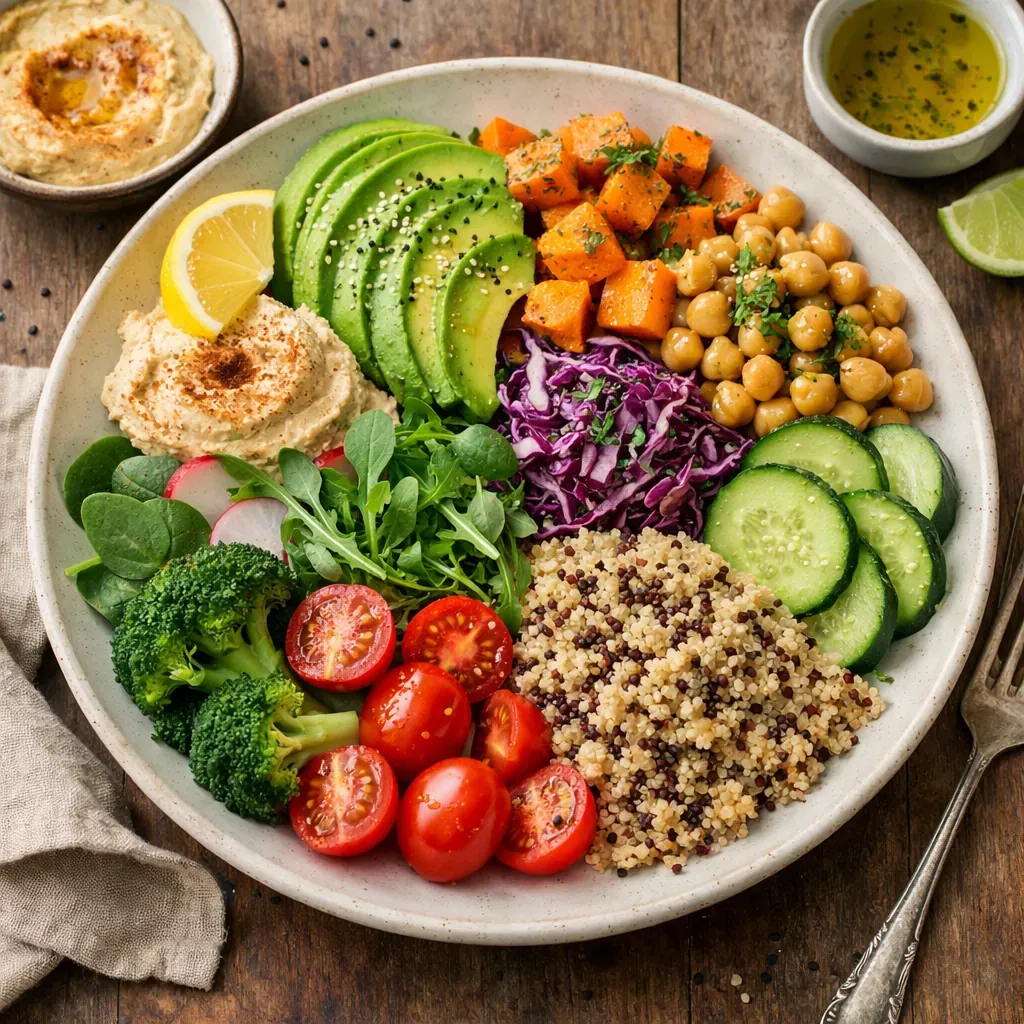 Assiette colorée de nourriture saine