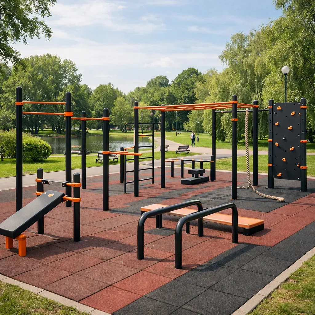 Parc avec équipement d'entraînement urbain