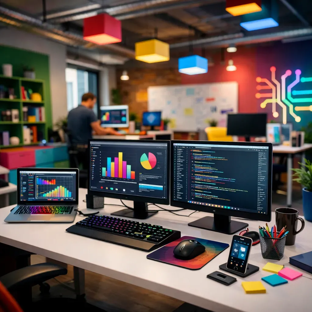 Bureau technologique coloré