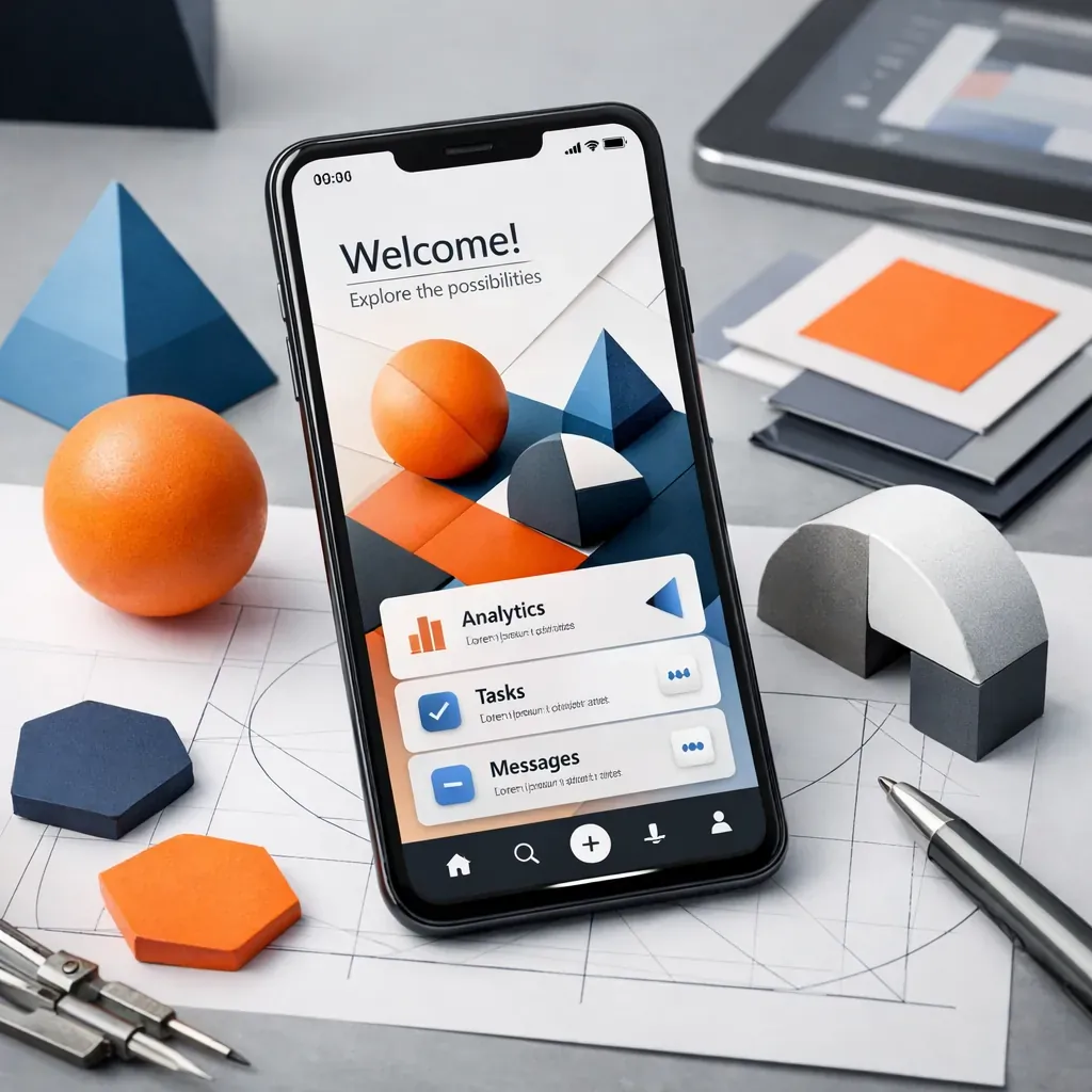 Concept visuel géométrique pour application mobile