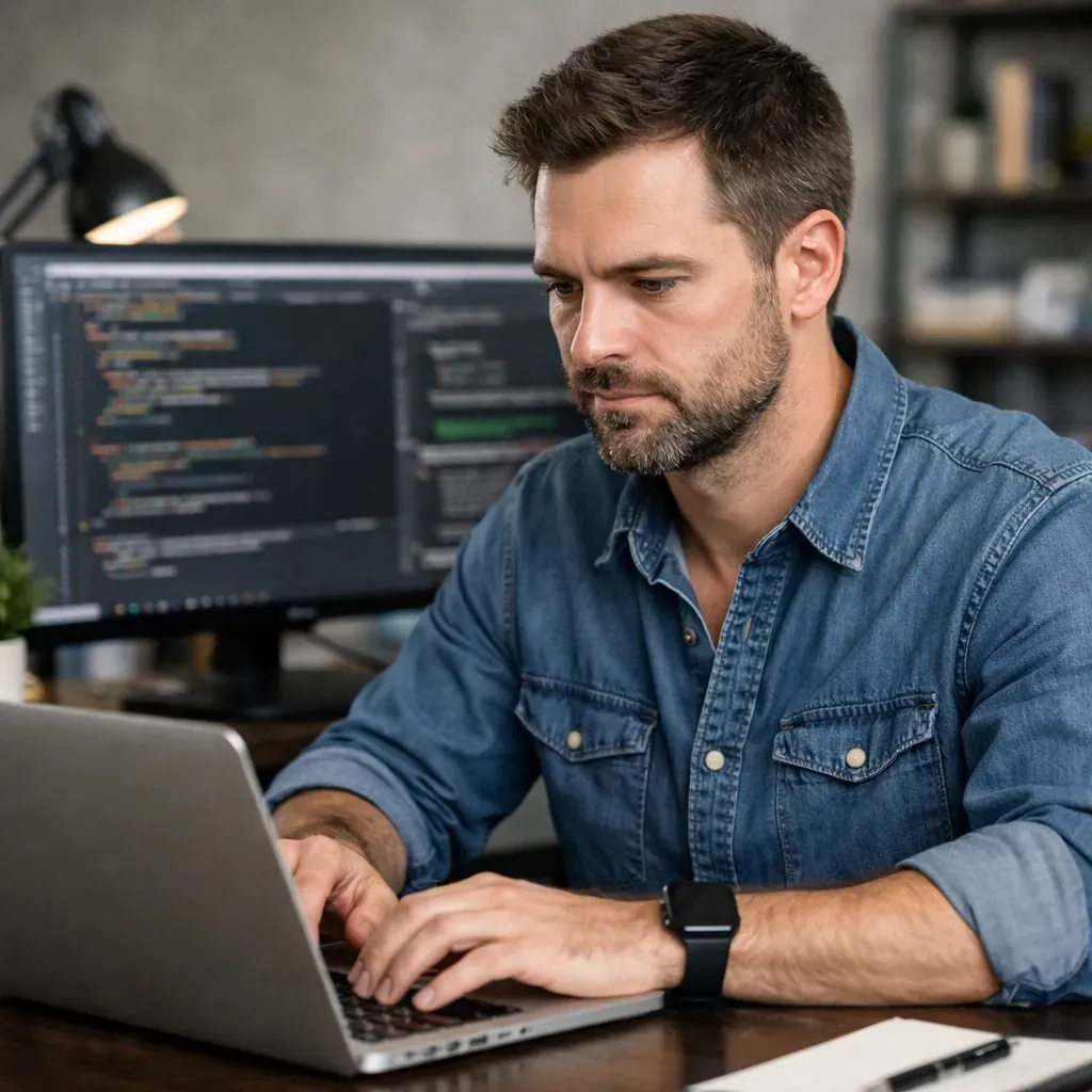 Développeur travaillant sur un ordinateur portable