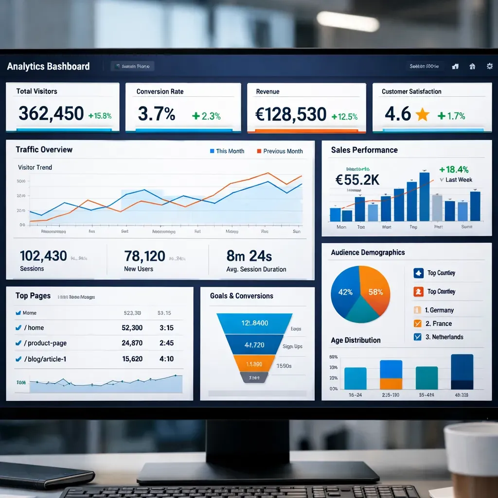 Interface de tableau de bord analytique