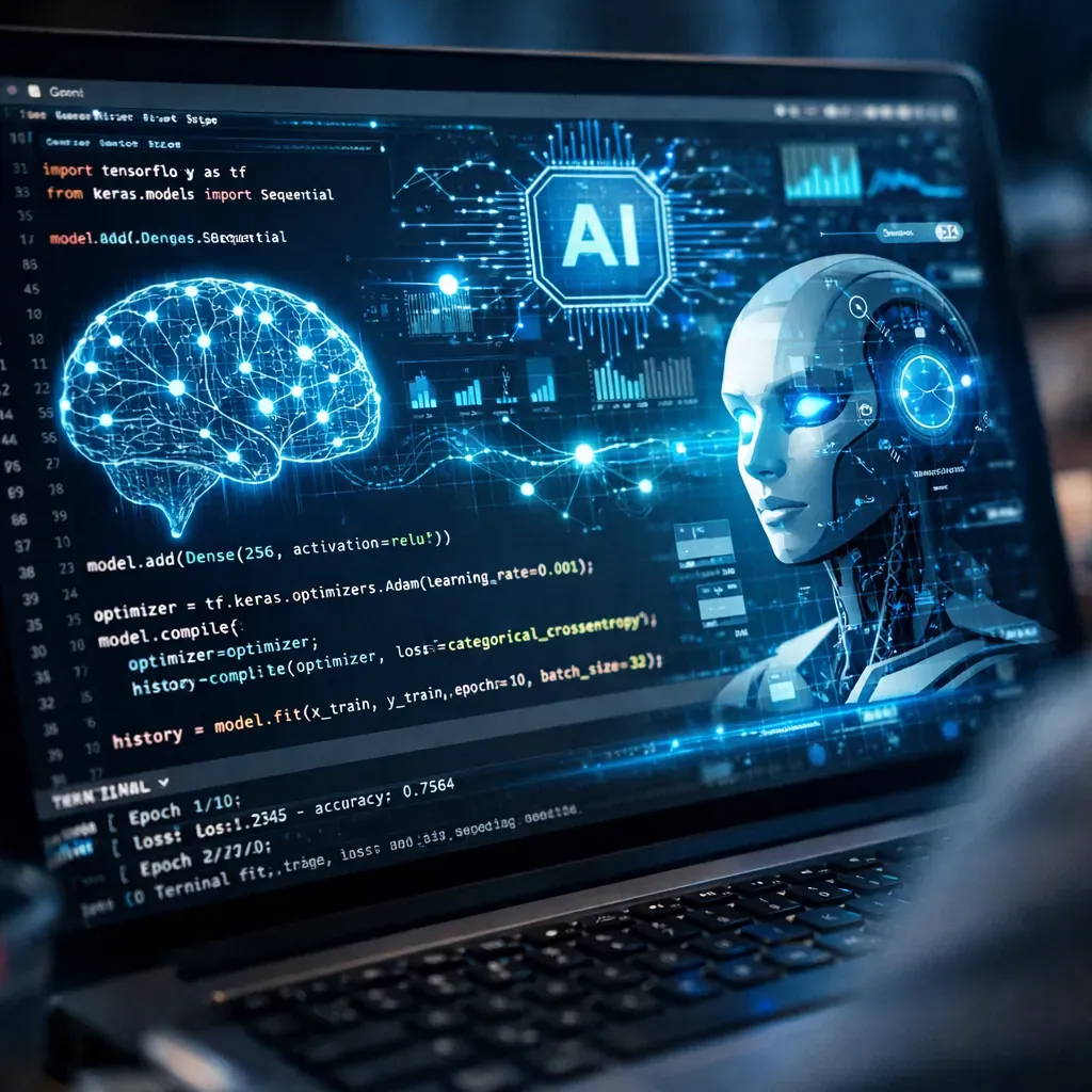 Code informatique avec concept d'intelligence artificielle