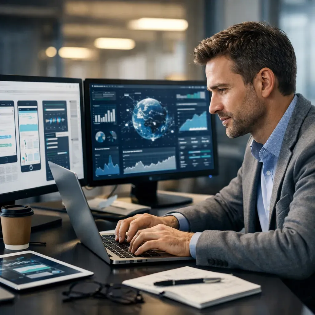 Consultant travaillant sur un projet digital