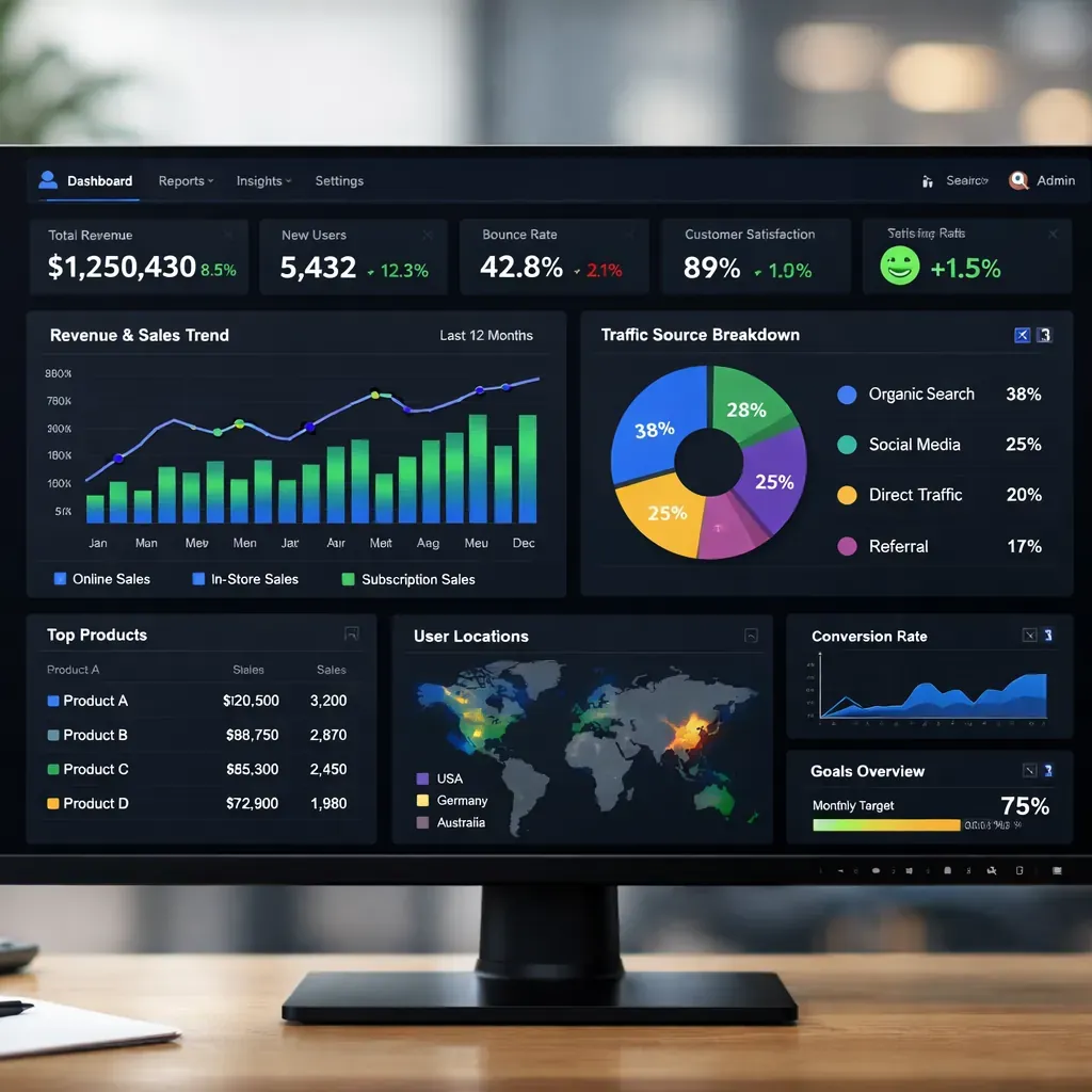 Dashboard data analytics interface