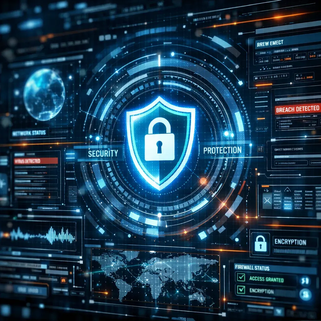 Interface futuriste de cybersécurité abstraite