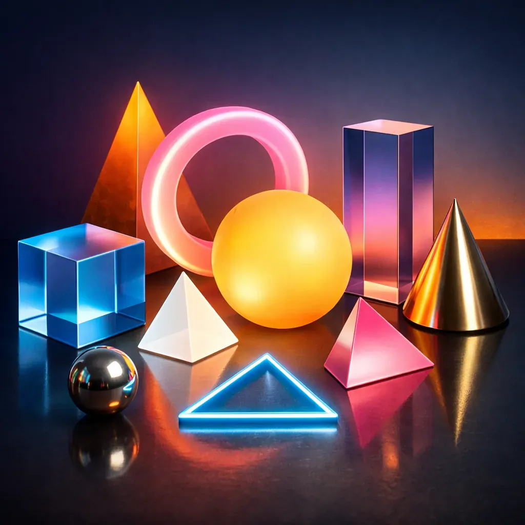 Formes géométriques abstraites lumineuses en 3D
