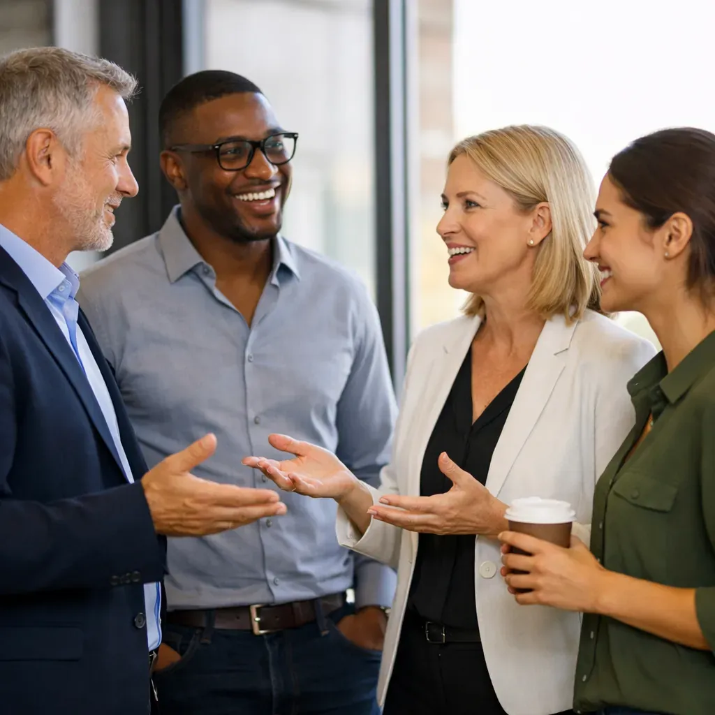 Groupe en discussion informelle