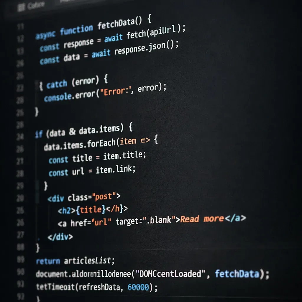 Lignes de code sur écran sombre