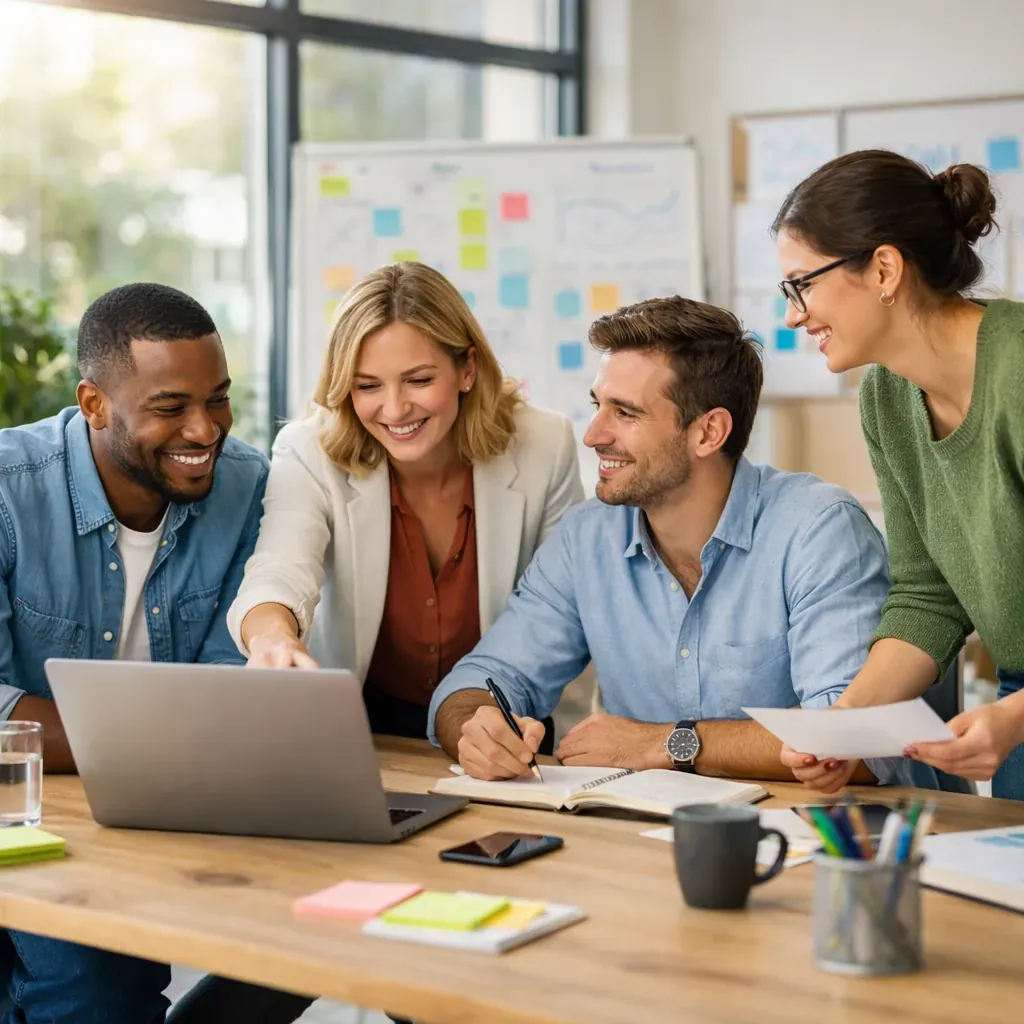 Personnes collaborant dans un bureau lumineux