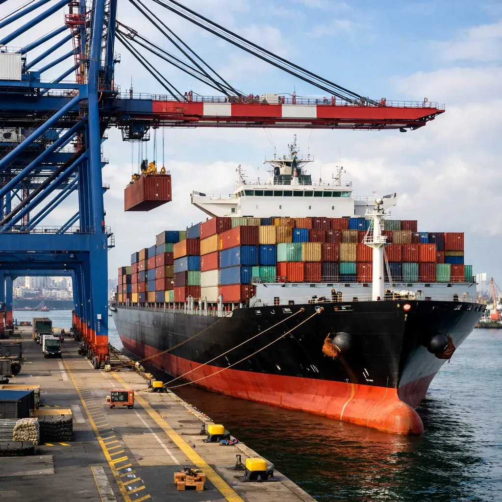 Cargo ship in port
