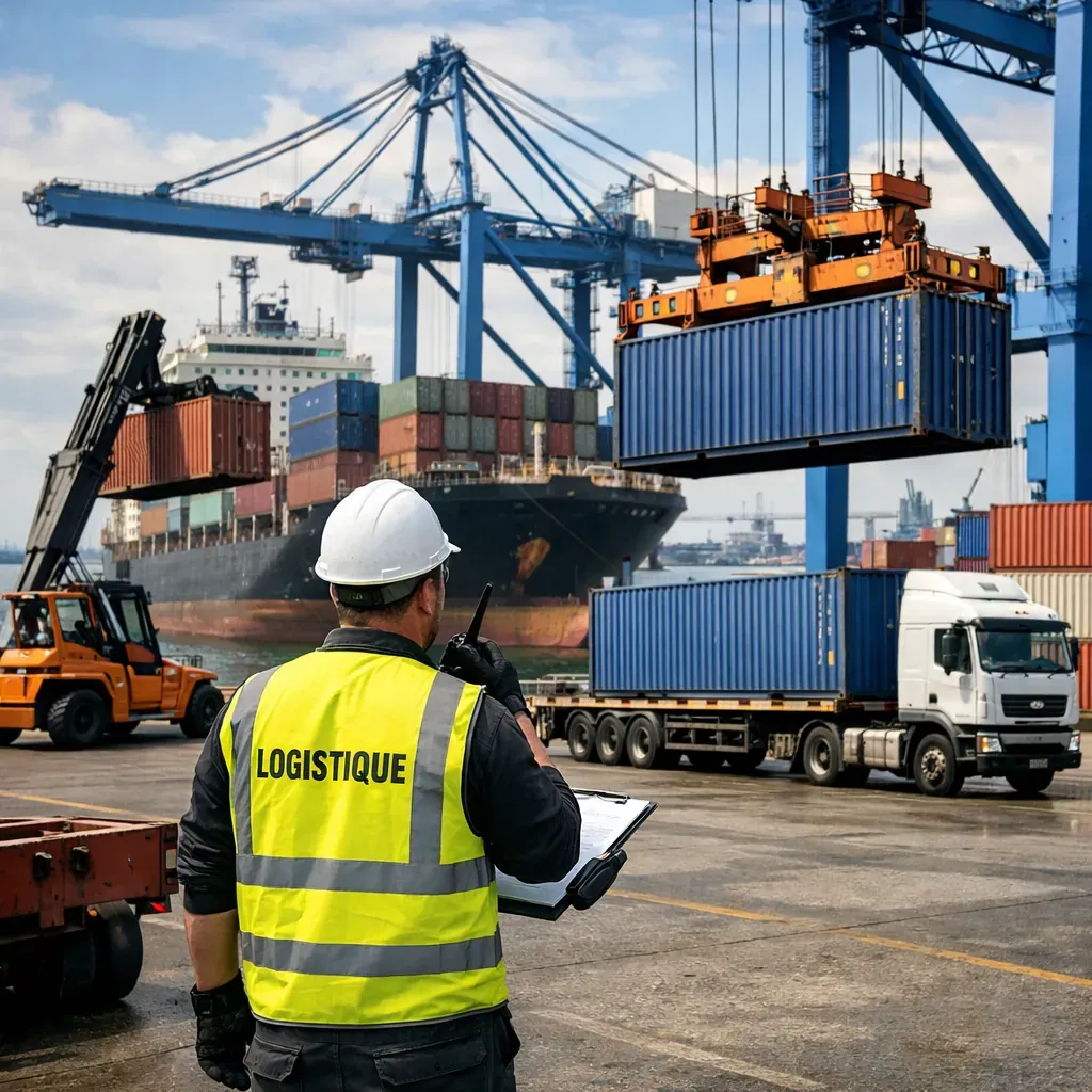 Opérations logistiques portuaires et conteneurs d'expédition