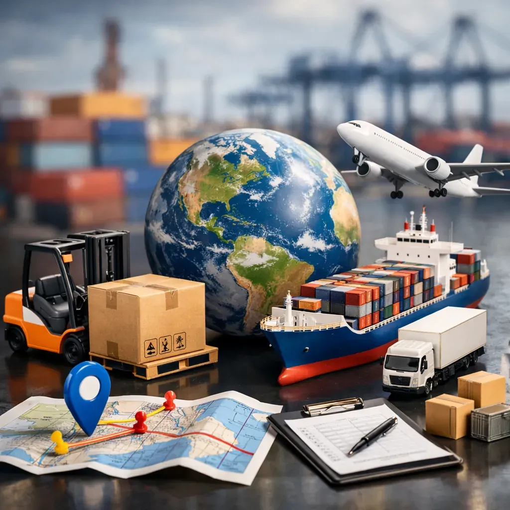 professional abstract logistics shipping elements