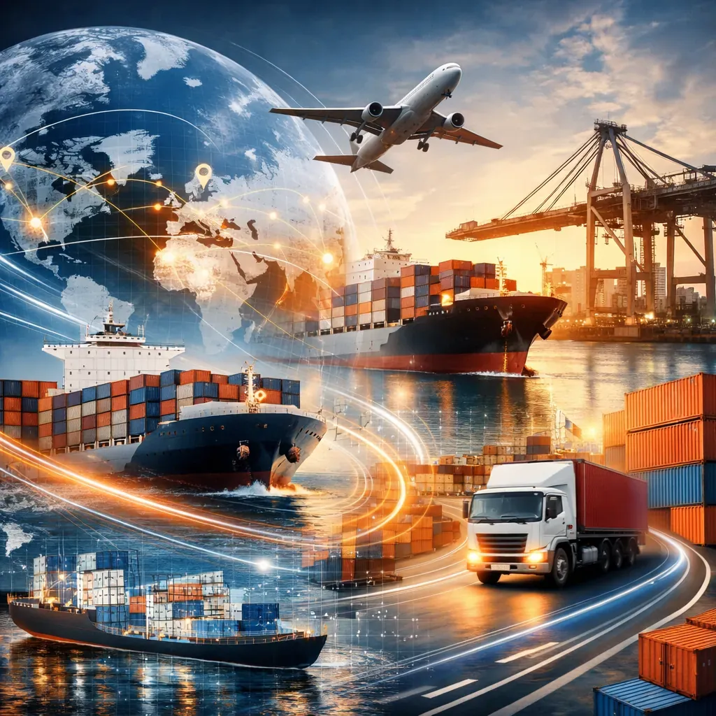 Illustration logistique maritime abstraite