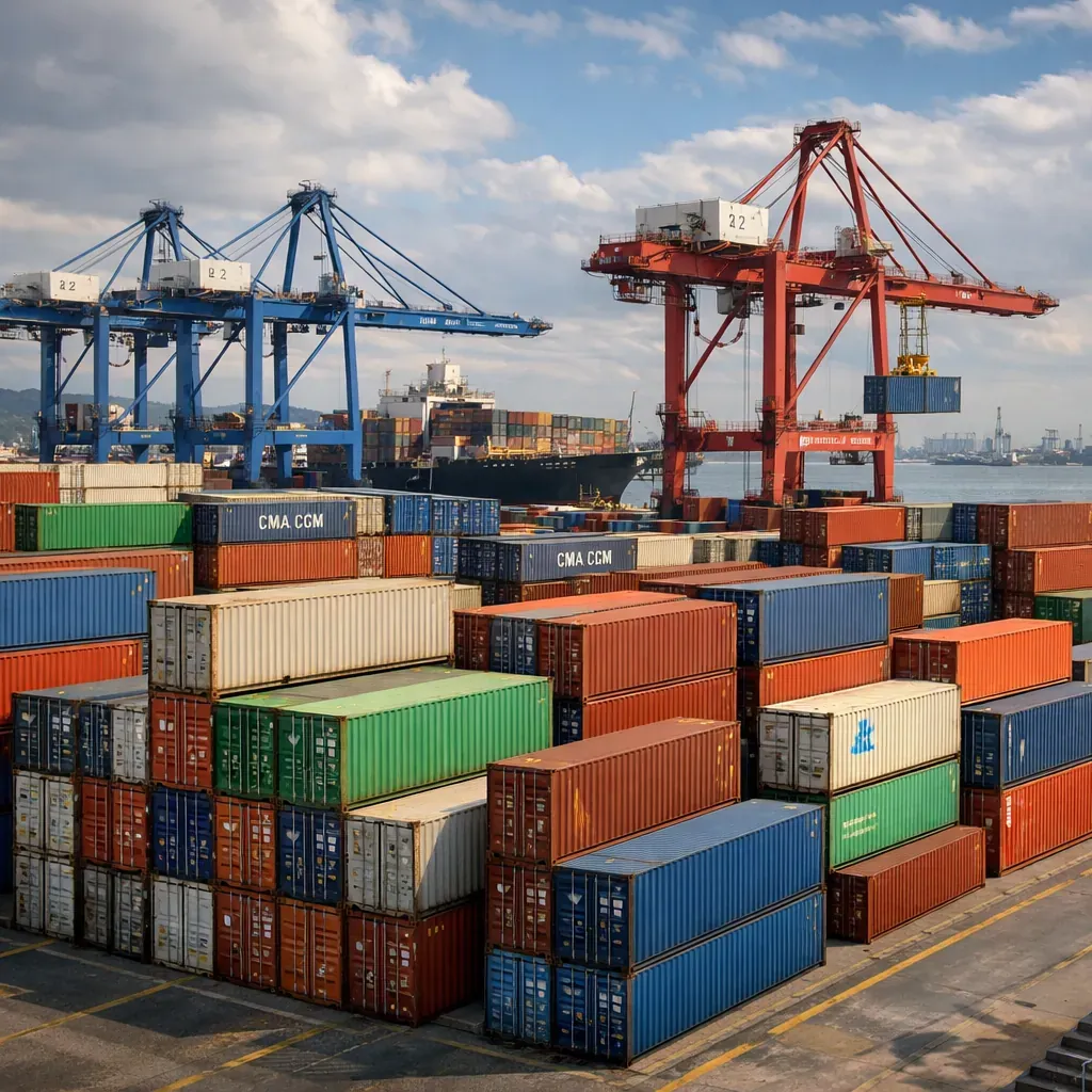 Conteneurs maritimes dans un port