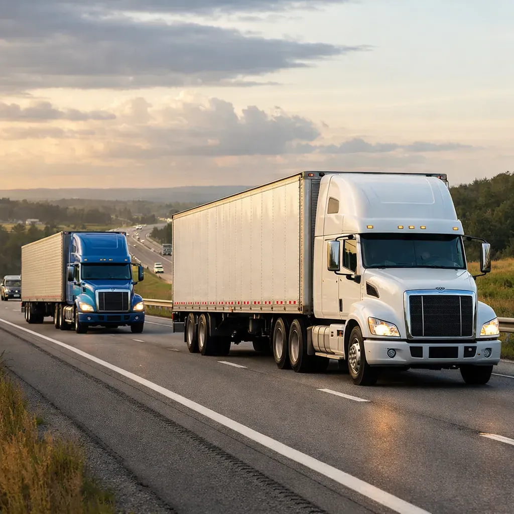 Camions de transport sur la route