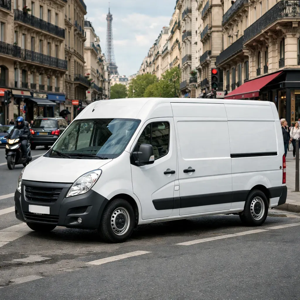 Camionnette de livraison en milieu urbain