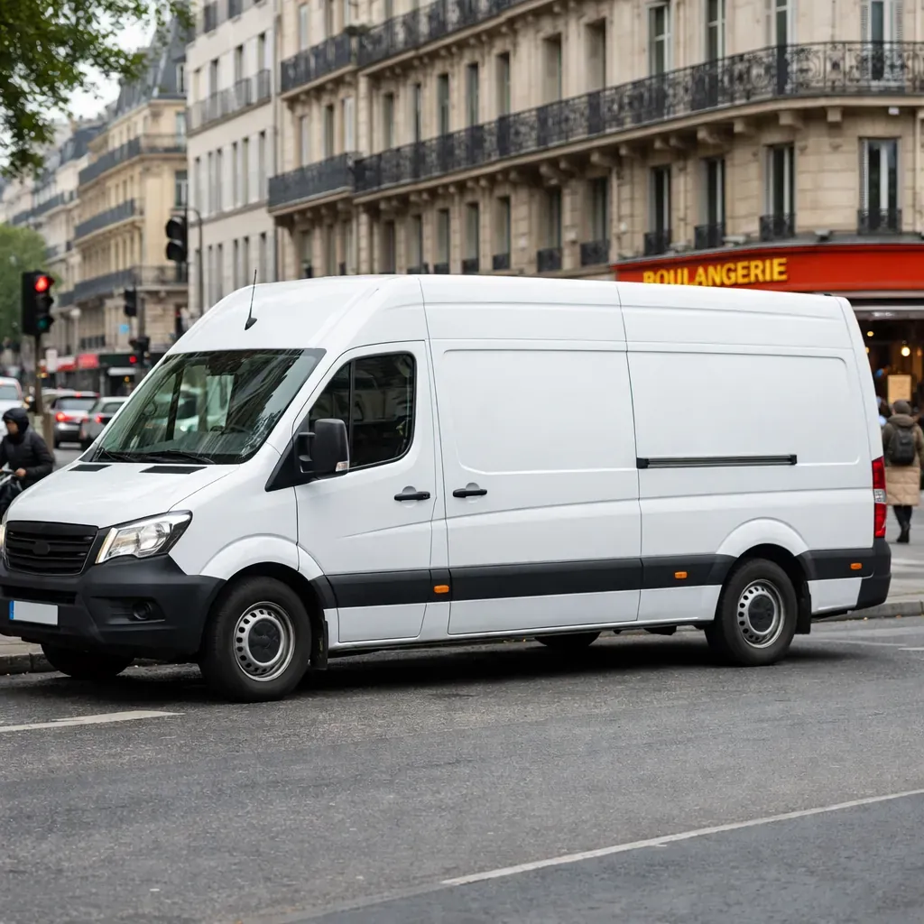 Fourgon de livraison en milieu urbain
