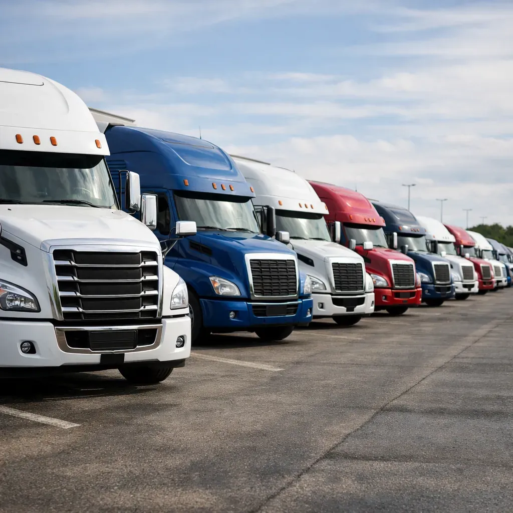 Flotte de camions de transport sur une autoroute