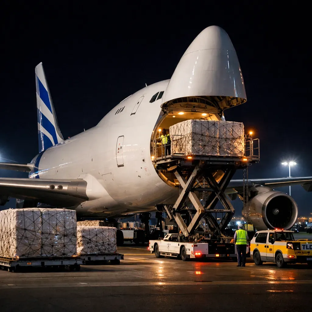Cargo plane night loading