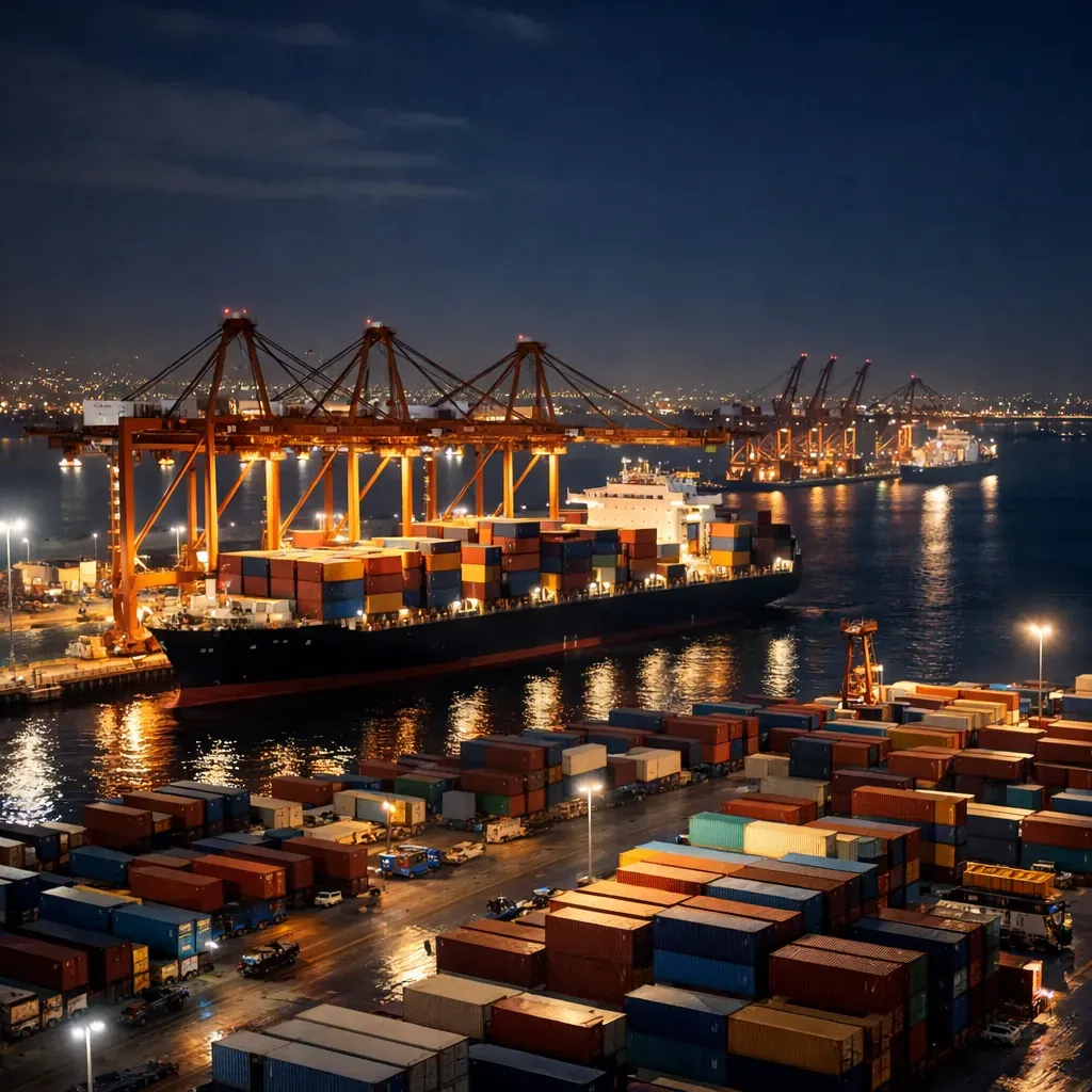 Containers port night