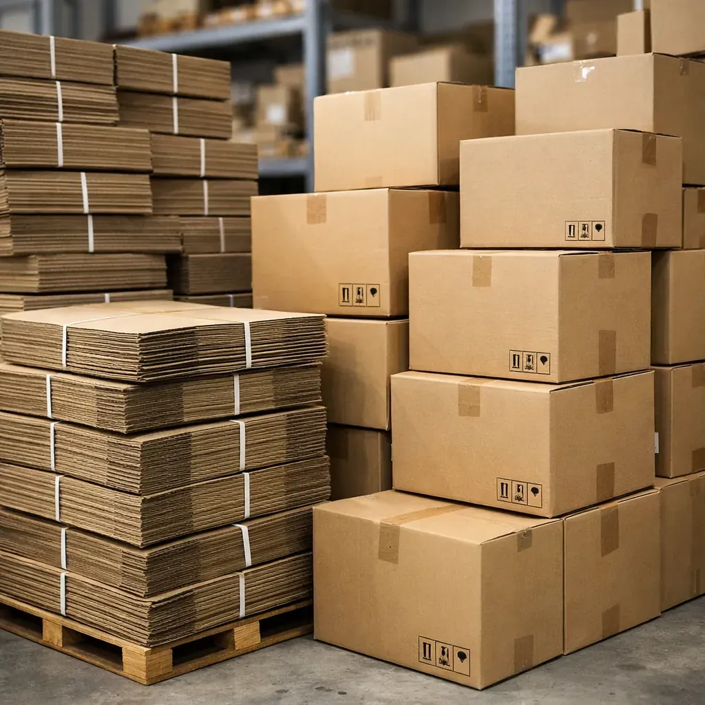 Piles de cartons d'emballage
