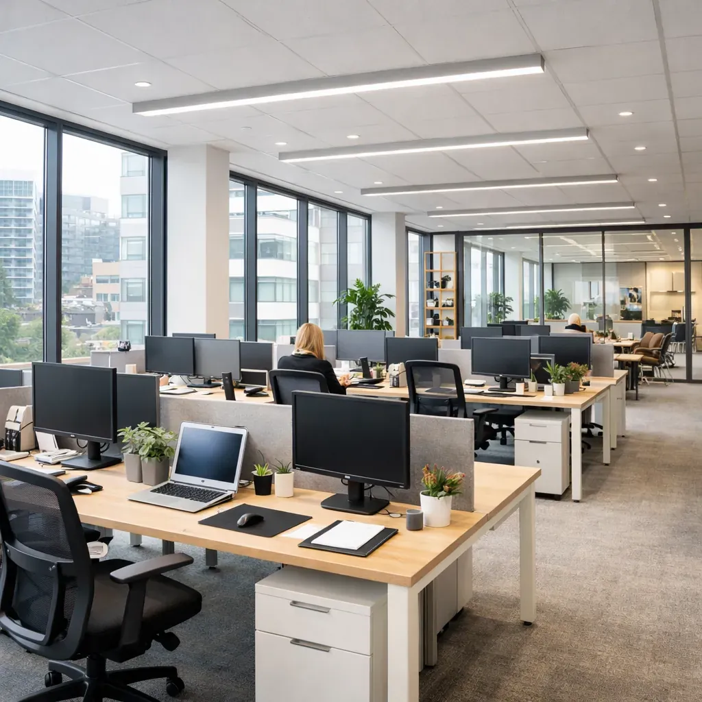 Bureaux modernes et lumineux en open space
