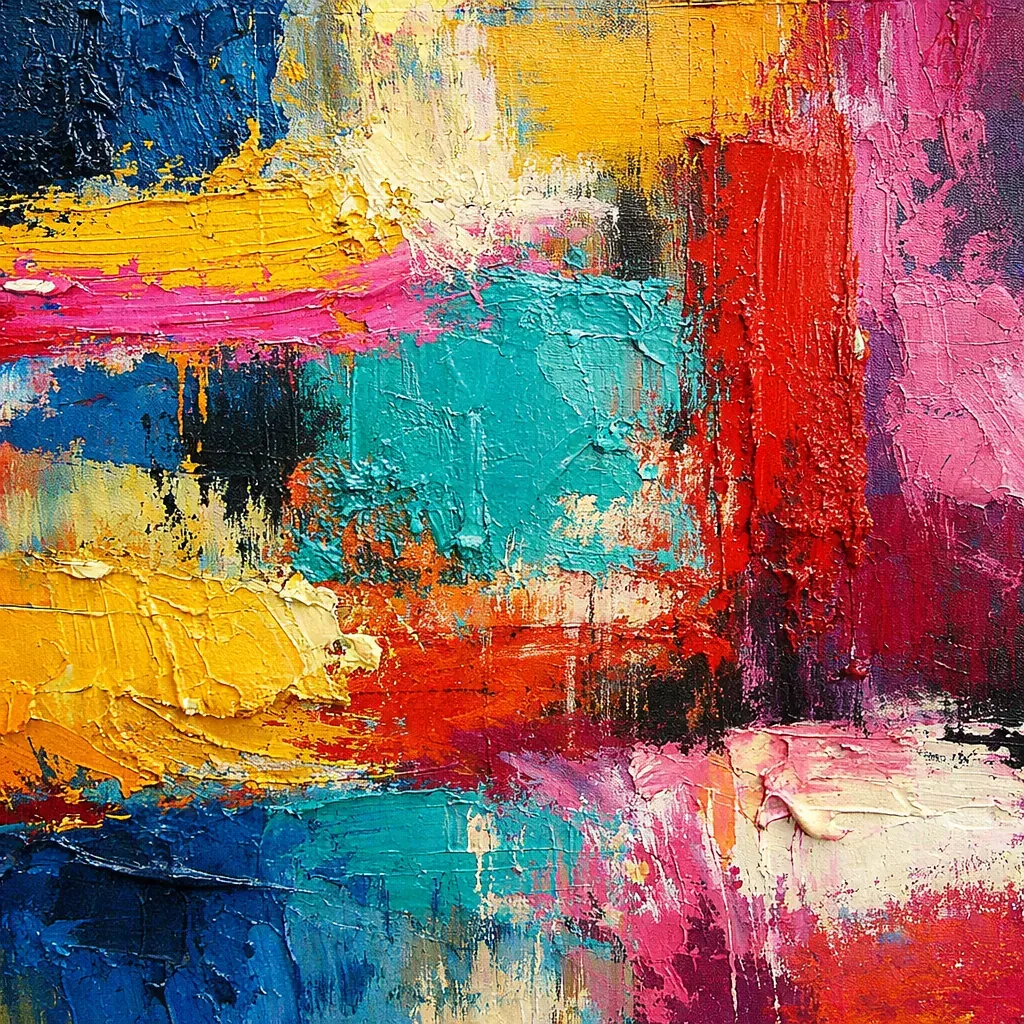 Textures abstraites et couleurs vives superposées