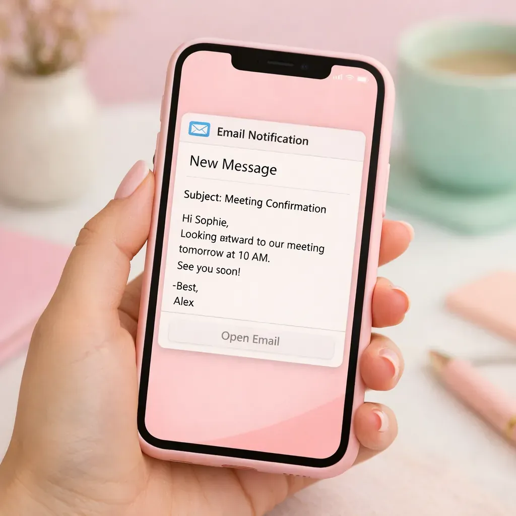 Notification email sur téléphone pastel