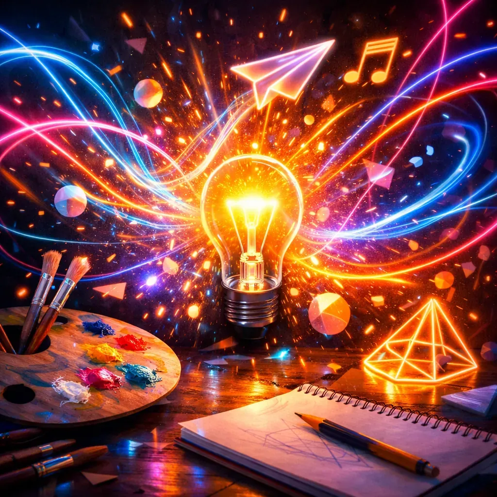 Abstract neon lights representing creativity