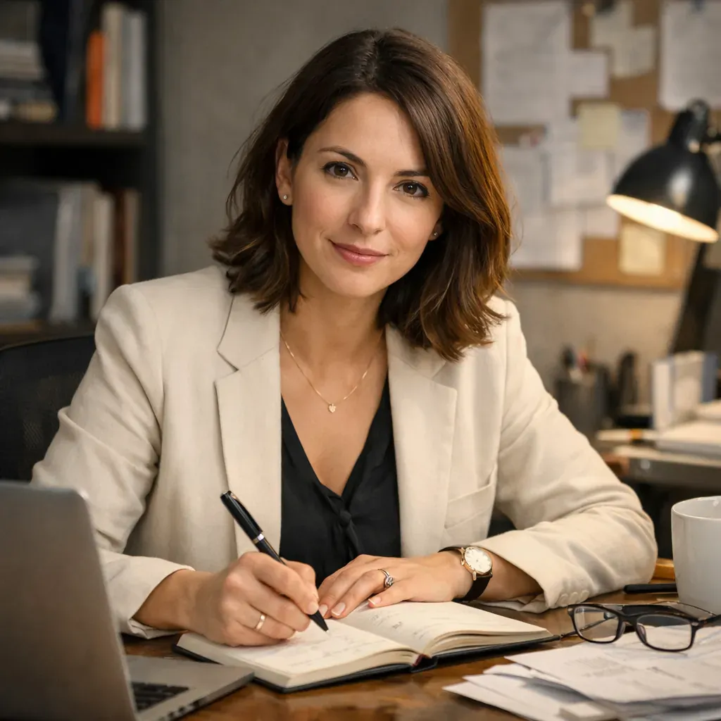 Portrait de la rédactrice au travail